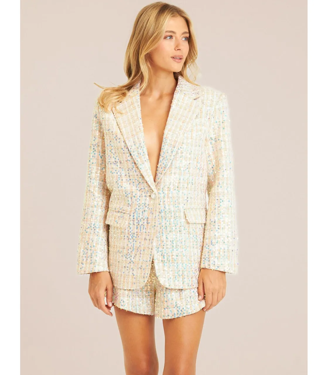 Alma en Pena Chaquetas|BLAZER CUADROS LENTEJUELAS