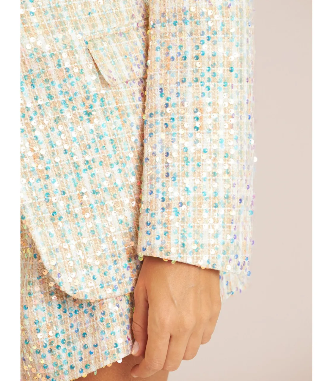 Alma en Pena Chaquetas|BLAZER CUADROS LENTEJUELAS