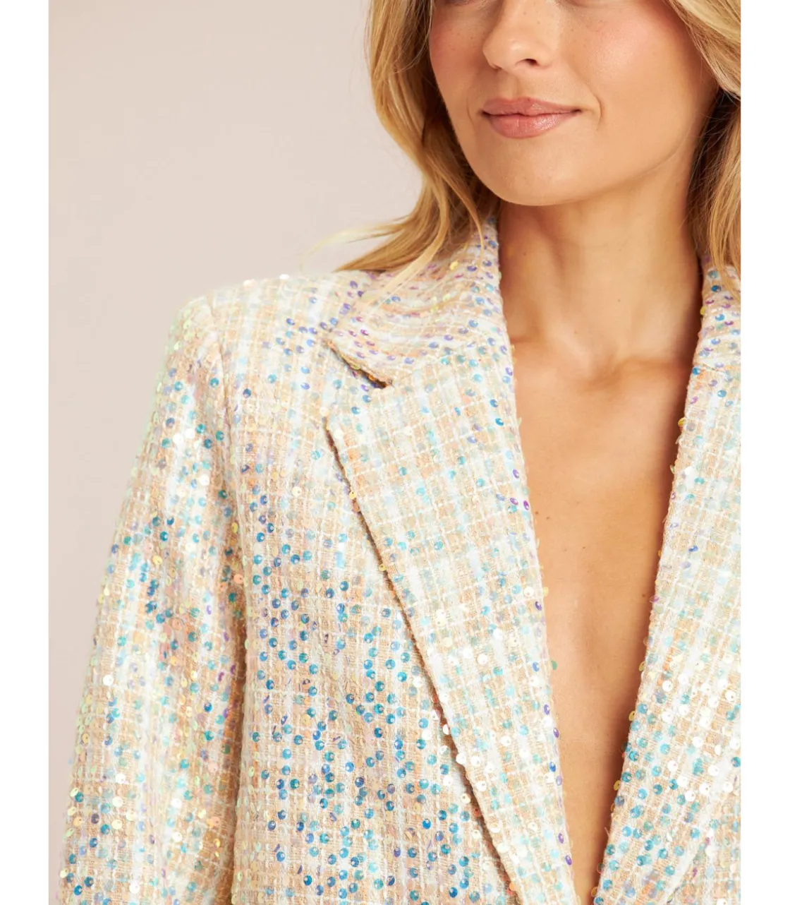 Alma en Pena Chaquetas|BLAZER CUADROS LENTEJUELAS