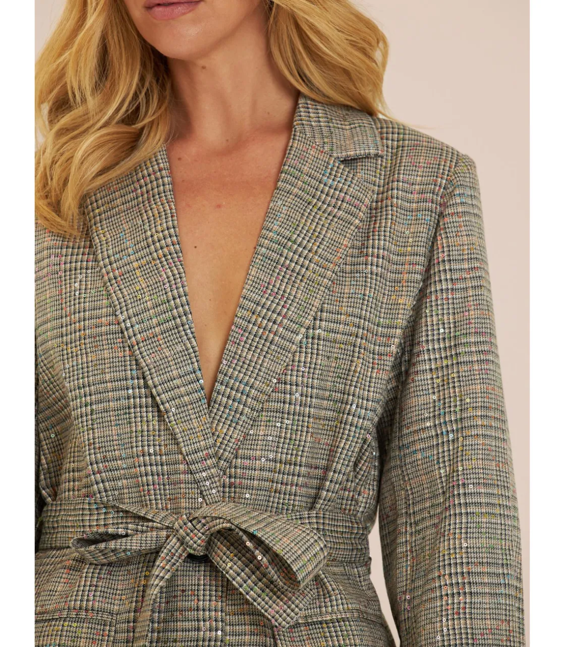 Alma en Pena Chaquetas|BLAZER DETALLES BRILLANTES CUADROS