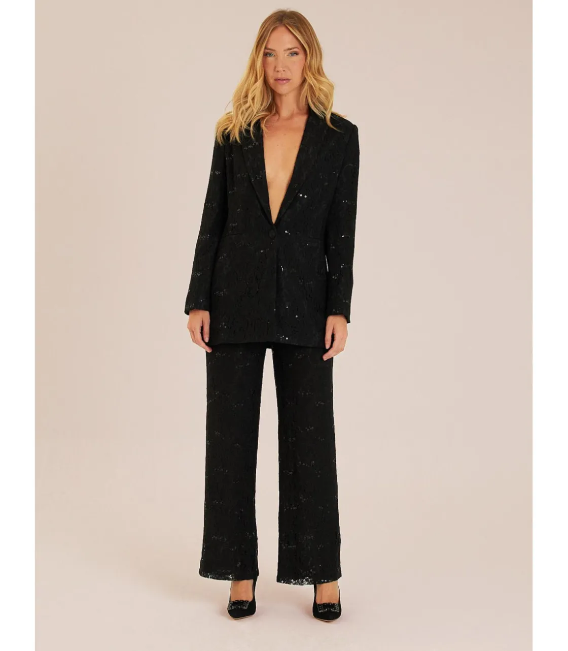 Alma en Pena Chaquetas|BLAZER ENCAJE CON LENTEJUELAS