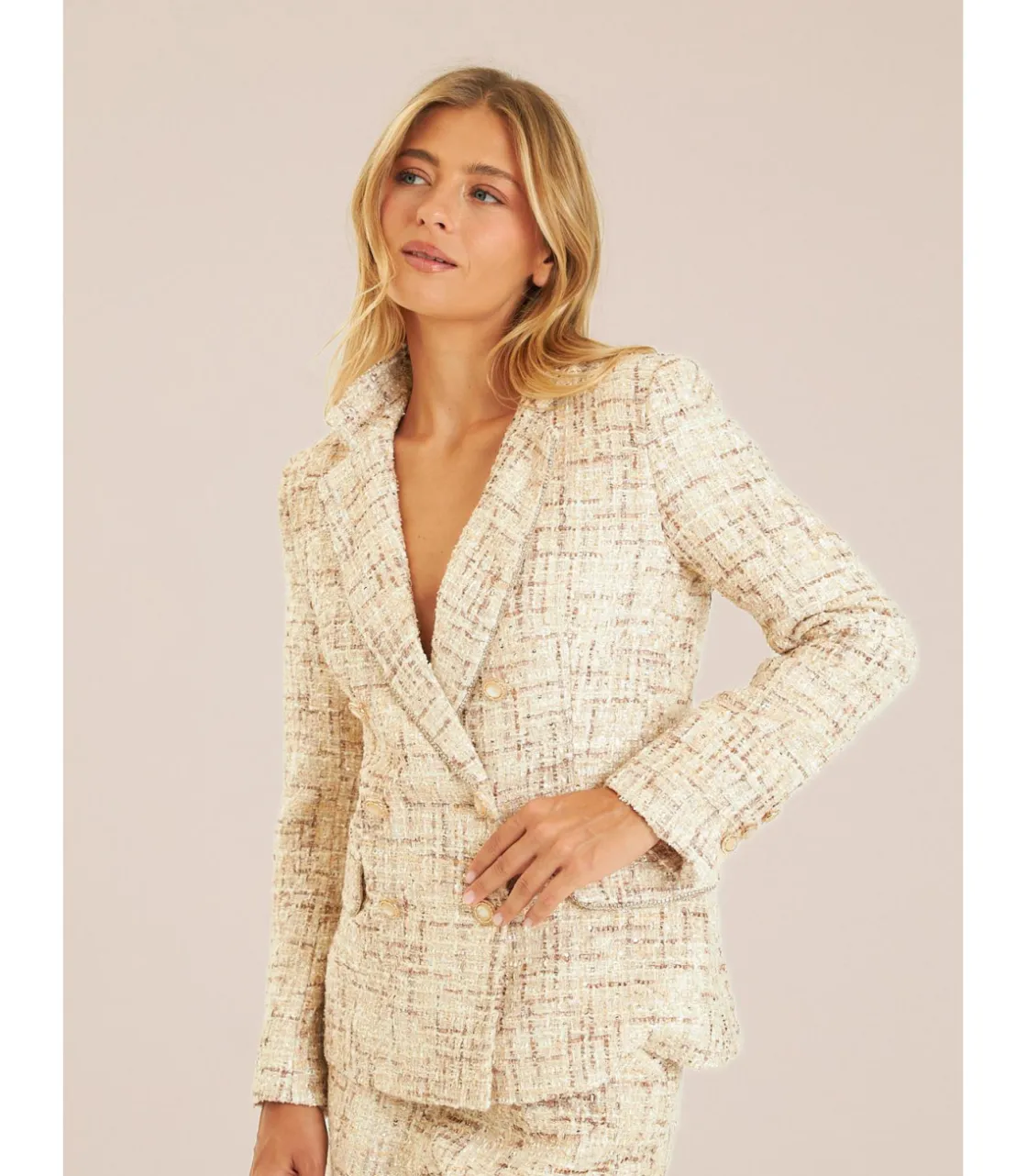 Alma en Pena Chaquetas|BLAZER TEXTURA BOTONES JOYA