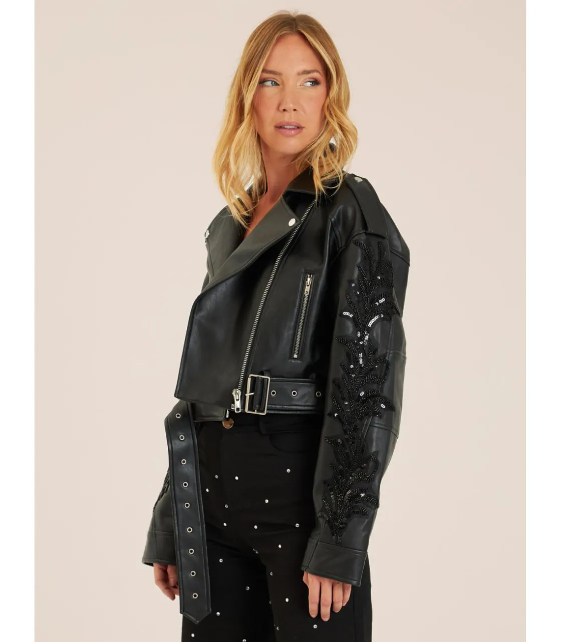 Alma en Pena Chaquetas|CHAQUETA BIKER PEDRERÍA