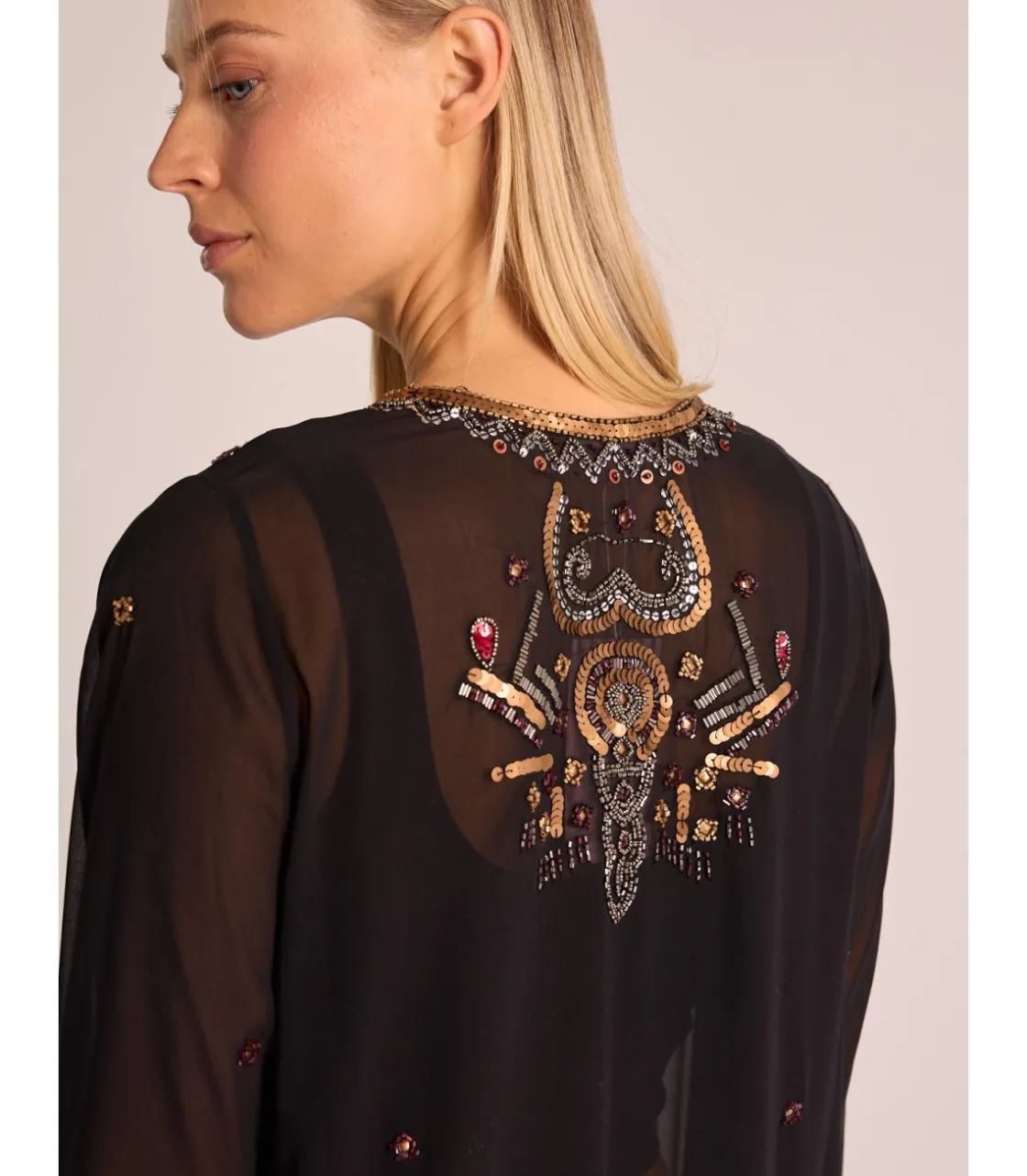 Alma en Pena Chaquetas|KIMONO LARGO ABALORIOS