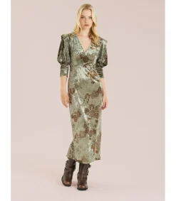 Alma en Pena Vestidos Largos|VESTIDO TERCIOPELO MANGA ABULLONADA